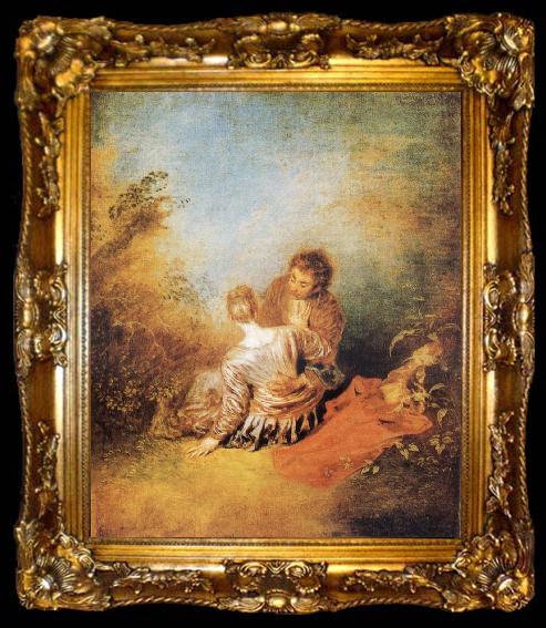 framed  Jean-Antoine Watteau The Indiscretion, ta009-2